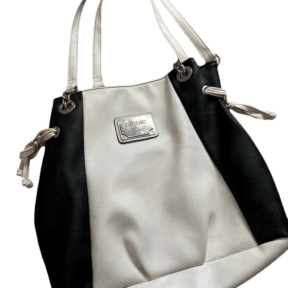 Nicole Miller Two-Tone Black and White Tote